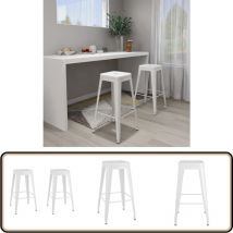Vidaxl - Tabourets de bar empilables lot de 2 blanc Métal - Tabouret De Bar - Tabouret De Comptoir - Chaise De Bar - Mobilier Industriel - Tabourets