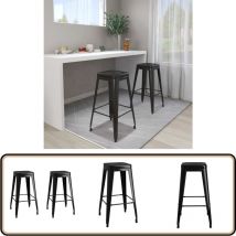 Tabourets de bar empilables lot de 2 noir métal - Tabouret De Bar - Tabourets De Bar - Chaise De Bar - Chaises De Bar - Mobilier Industriel