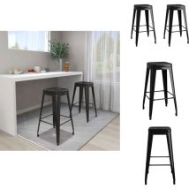 Tabourets de bar empilables lot de 2 noir métal - Tabouret De Bar - Tabourets De Bar - Chaise De Bar - Chaises De Bar - Mobilier Industriel