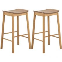 Tabourets de bar en bois naturel (lot de 2) - IZIA