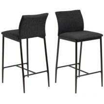 Tabourets de bar en métal et tissu gris (lot de 2) - FAUST