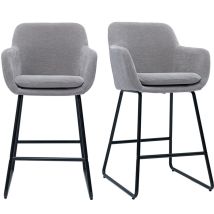 Miliboo - Tabourets de bar en tissu effet velours gris H65 cm (lot de 2) amika