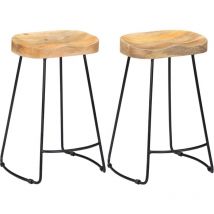 Yoyo - inlife Tabourets de bar Gavin 2 pcs Bois de manguier massif - Brun