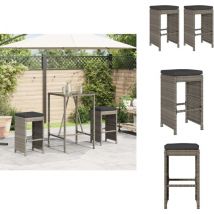 Tabourets de bar jardin coussins lot de 2 gris résine tressée - Tabouret De Bar De Jardin - Tabourets De Bar De Jardin - Tabouret - Tabouret De Jardin