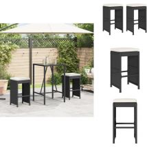 Tabourets de bar jardin coussins lot de 2 noir résine tressée - Tabouret De Bar De Jardin - Tabourets De Bar De Jardin - Tabouret - Tabouret De Jardin