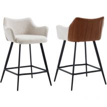 Tabourets de Bar Lot de 2 Chaise de Bar avec Accoudoirs Tabouret Bar Moderne pour Bar et Cuisine, Beige