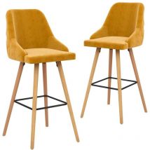 Tabourets de bar lot de 2 jaune velours