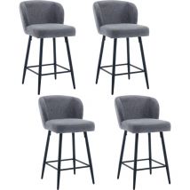 Wahson Office Chairs - Tabourets de Bar Lot de 4 Chaise de Bar Moderne Tabouret Bar Moumoute Pieds Métal Chaise Bar Coussin Épais, Lin, Gris