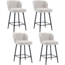 Wahson Office Chairs - Tabourets de Bar Lot de 4 Chaise de Bar Moderne Tabouret Bar Moumoute Pieds Métal Chaise Bar Coussin Épais, Lin, Beige
