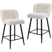 Wahson Office Chairs - Tabourets de Bar Lot de 2 Chaise de Bar Moderne Tabouret Bar Moumoute Pieds Métal Chaise Bar Coussin Épais, Fausse Fourrure,