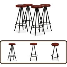 Tabourets de bar lot de 4 cuir véritable - Tabourets De Bar - Tabourets Industriels - Meubles De Bar - Chaise Haute - Fauteuil De Bar