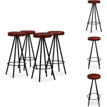 Tabourets de bar lot de 4 cuir véritable - Tabourets De Bar - Tabourets Industriels - Meubles De Bar - Chaise Haute - Fauteuil De Bar
