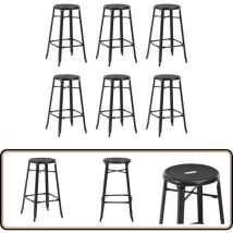 Tabourets de bar lot de 6 noir acier - Tabouret De Bar - Chaise De Bar - Set De Tabourets - Tabourets Noirs - Tabourets Métalliques