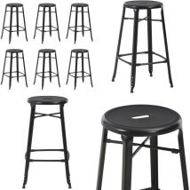 Tabourets de bar lot de 6 noir acier - Tabouret De Bar - Chaise De Bar - Set De Tabourets - Tabourets Noirs - Tabourets Métalliques - Home & Living