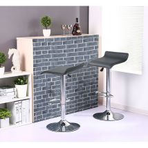 Tabourets de Bar Manhattan en Similicuir, (Lot de 2, Noir) Hauteur Reglable, Barre Repose-Pieds Chromes, Rotatif a 360 Degr