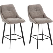 Tabouret de Bar Lot de 2 Chaises de Bar Haute Cuisine avec Coussin Confortable et Pied Métal Pour Ilot Central/Cuisine, Gris, Wahson