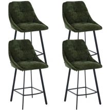 Tabourets de Bar pour Ilot Central Lot de 4 Chaises de Bar Haute Cuisine avec Coussin Confortable, Pied Métal, Vert, Wahson