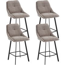Tabourets de Bar pour Ilot Central Lot de 4 Chaises de Bar Haute Cuisine avec Coussin Confortable, Pied Métal, Gris, Wahson