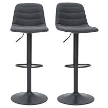 Miliboo - Tabourets de bar réglables tissu et métal gris foncé (lot de 2) saury