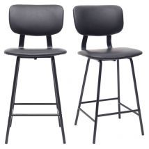 Miliboo - Tabourets de bar vintage noir avec pieds métal 65cm (lot de 2) lab
