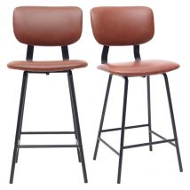 Miliboo - Tabourets de bar vintage marron clair avec pieds métal 65 cm (lot de 2) lab