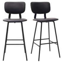 Tabourets de bar vintage noirs avec pieds métal 75 cm (lot de 2) LAB