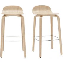 Miliboo - Tabourets de bar scandinaves bois chêne H68 cm (lot de 2) obra