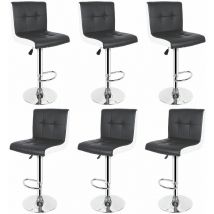 Sifree - Tabourets de bar,Lot de 6 - Simili Noir et blanc - Style contemporain - l 45 x p 49,5 cm