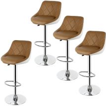 Lot de 4 Tabourets de Bar Cuisine - Tabouret de Bar - siège Bien rembourré en Cuir Artificiel Chaise de bar Similicuir - bronzage léger et blanc