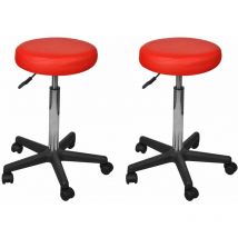 Tabouret de bureau définit 2 pcs en écot-pain avec roues avec du gaz soulevant différentes couleurs Couleur : rouge