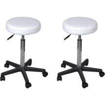 Lafomukea - Tabourets de bureau 2 pcs Blanc 35,5x84 cm Similicuir