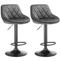 Tabourets de Comptoir / Tabourets de Bar en Velours et Métal / Chaise Haute Assise Rembourrée / Gris