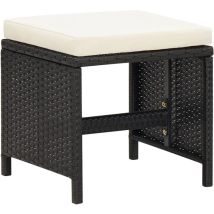 Doc&et² - inlife Tabourets de jardin 4 pcs avec coussins Résine tressée Noir