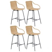 Chaises de bar et d'ilot 65 cm MOOREA en rotin synthétique et métal-Lot de 4