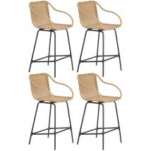 Chaises de bar et d'ilot 65 cm moorea en rotin synthétique et métal-Lot de 4