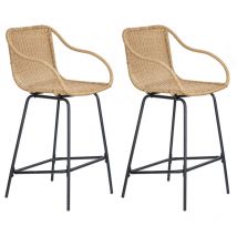 Mob-in - Chaises de bar et d'ilot 65 cm moorea en rotin synthétique et métal-Lot de 2