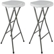 Tabourets haut pliant X2 - Hauteur 80cm - Tabouret de bar pliant - Tabouret mange debout - Siège résine Structure Acier