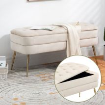 Tabourets – Repose-pieds de rangement, bancs de bout de lit, repose-pieds rembourrés – beige