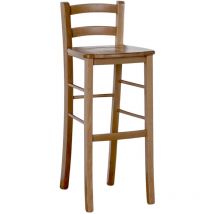 Taburete alto de bar en madera clara de nogal h 80 cm con asiento en madera maciza