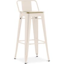 Taburete De Bar Con Respaldo - Diseño Industrial - Madera Y Acero - 76cm - New Edition - Stylix
