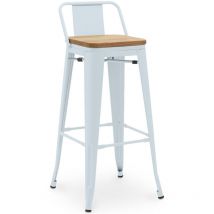 Industrial Style - Taburete de Bar con Respaldo - Diseño Industrial - Madera y Acero - 76cm - New Edition - Stylix