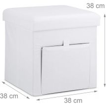 Taburete arcón plegable de lino blanco