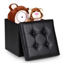 Taburete Baul Plegable De Cuero Sintetico Blanco Con Almacenaje Y Asiento Exclusives Angebot