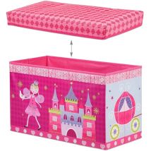 Helloshop26 - Taburete cofre caja puf de juguete almacenamiento infantil rosa 130002763