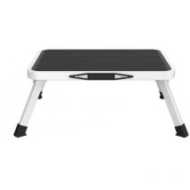 Mueblear - Taburete de 1 Escalón Plegable metálico Antideslizante en color Blanco y Negro