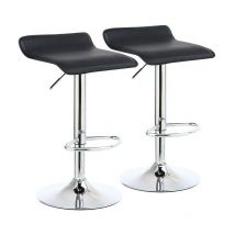 Kktoner - Taburete de bar ajustable en altura giratoria adecuado para barra de bar de spa - Cuadrado de cuero negro x2