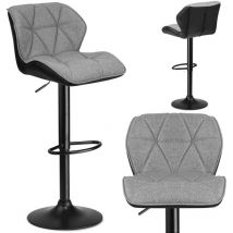 Castel - Taburete de bar con respaldo - 2 piezas - negro y gris