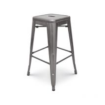 Kosmi - Taburete de bar de metal crudo galvanizado estilo industrial - Respaldo - Altura 66 cm