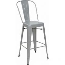 Taburete de bar HHG 866, taburete de bar taburete con respaldo, metal diseño industrial, gris
