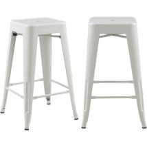 Set de 2 taburetes para isla de cocina en metal blanco mate 66 cm - Indus